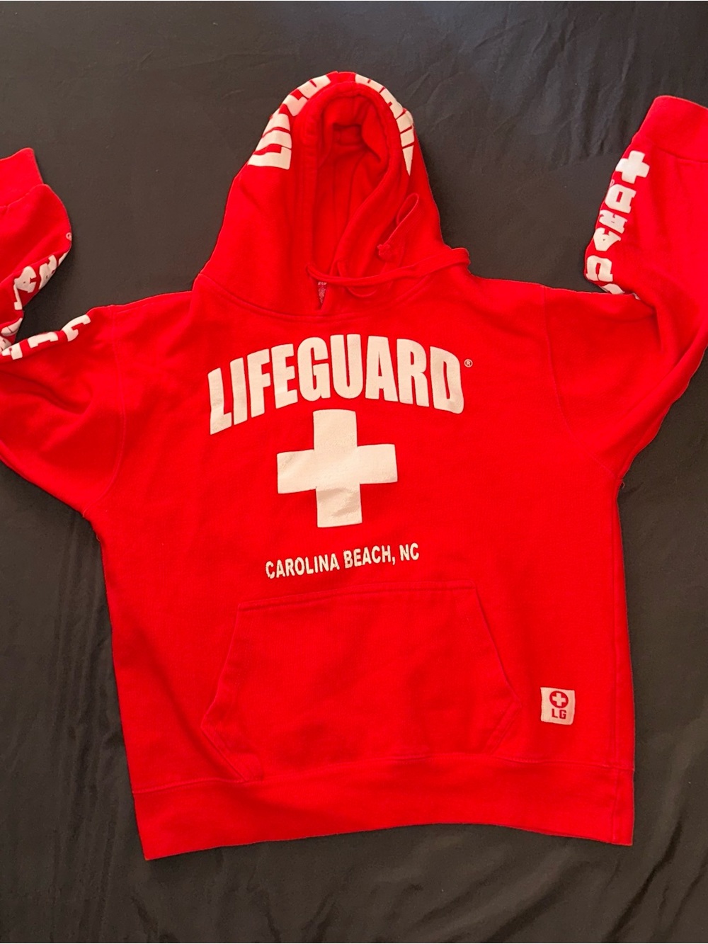 Kids Lifeguard Hoodie - Red with White Cross